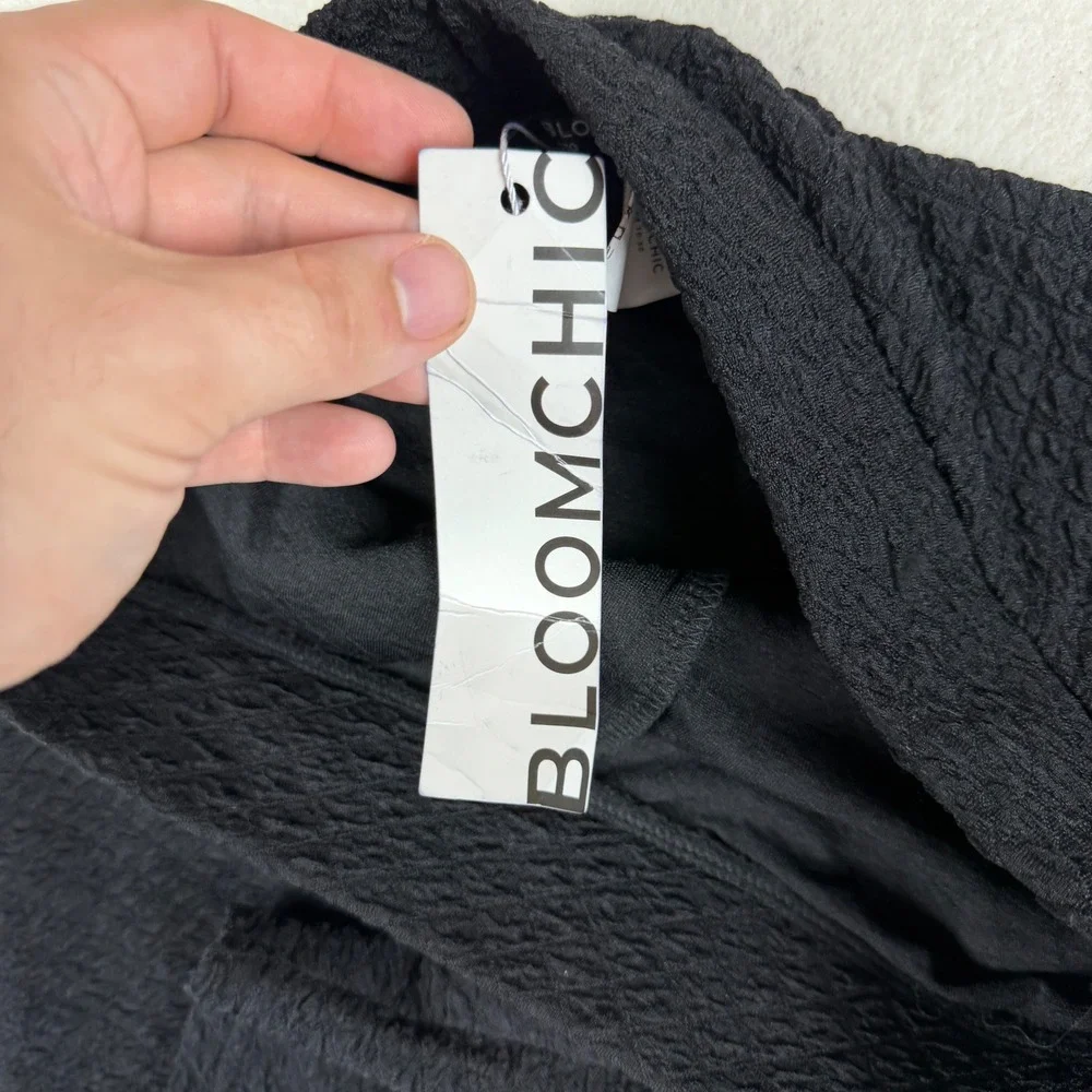 Bloomchic Black Textured Side Tie Biker Shorts Womens Size 10 NWT High Waist - Picture 7 of 9